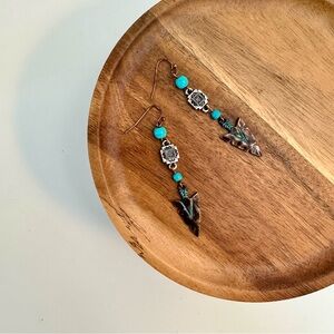 4/$15 Copper Turquoise Beads Dangling Drop Earrings